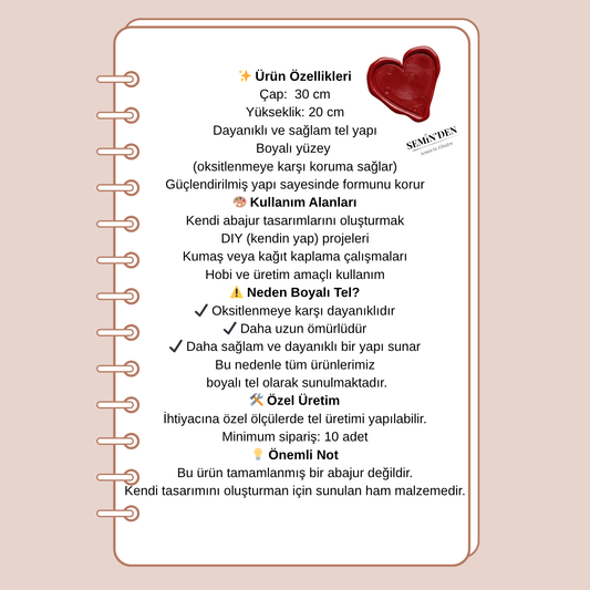 Silindir Model Abajur Teli 30 cm çap