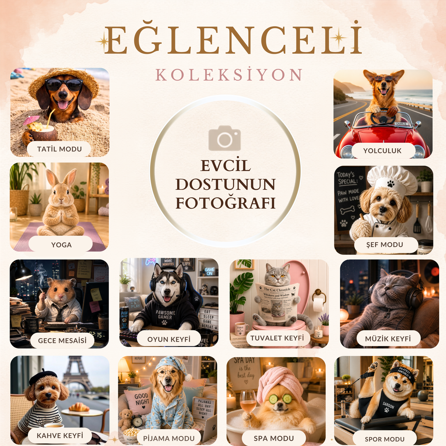 Kişiye Özel Konsept  Evcil Hayvan Portresi/ Pet Story Koleksiyonu