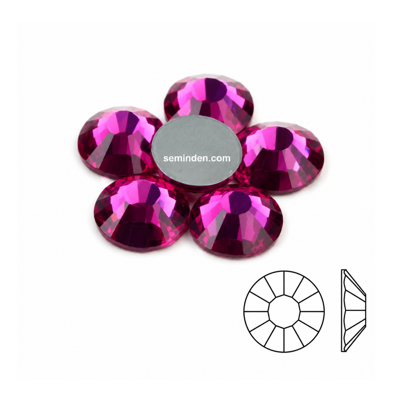 Fuşya Rhinestone Cam Taş