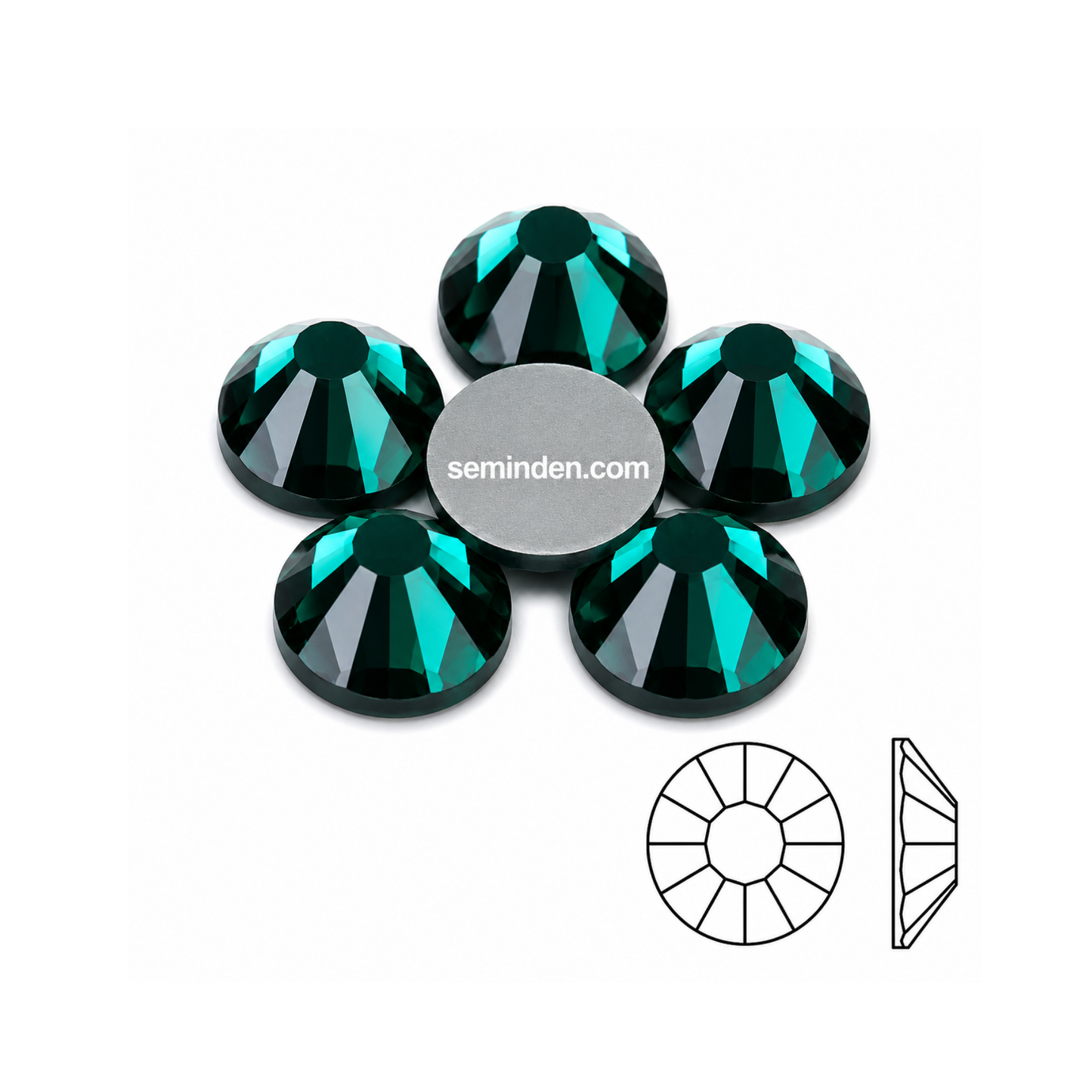 Emerald  Rhinestone Cam Taş