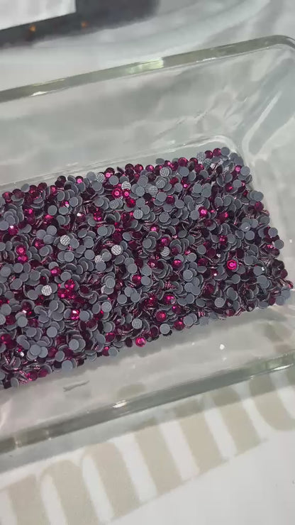 Fuşya Rhinestone Cam Taş